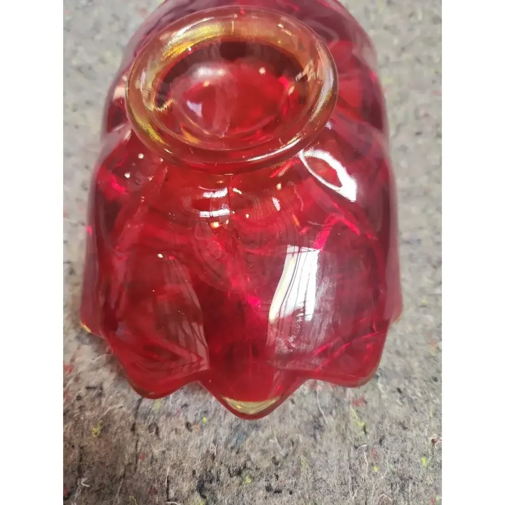 Viking Glass Ruby Red Double Crimp Folded Footed Low Bowl 7.5